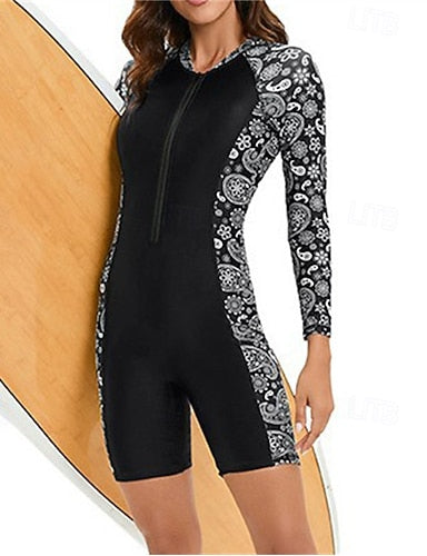 Rash Guard One Piece Swimsuit Front Zip Spandex Uv Sun Protection Upf50+ Quick Dry Long Sleeve Bodysuit Bathing Suit Surfing Beach Water Sports Summer
