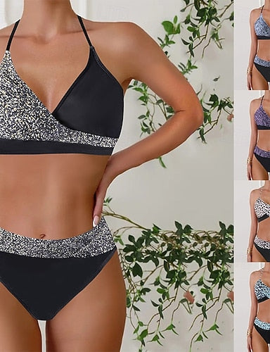 Tankini 2 Piece Swimsuit Cheeky Tummy Control High Waist Slim Backless Vacation Beach Wear Halter Neck Sleeveless Bathing Suits