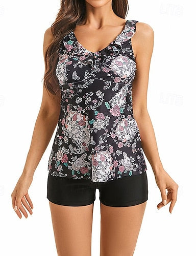 Print Swimsuit Bathing Suit Tankini Ultra Light (ul) Elastic Sleeveless Swimwear Surfing Snorkeling Summer