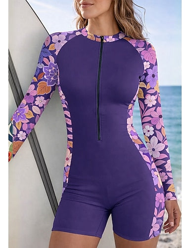 Rash Guard Bathing Suit Athletic Swimwear Zip Up Removable Pad Front Zip Uv Sun Protection Upf50+ Ultra Light (ul) Long Sleeve Swimwear Sun Shirt Surfing Beach Water Sports Summer