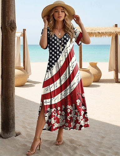 Independence Day Patriotic Swimsuits Bikini 2 Piece Cheeky Swimsuit Backless Slim Vacation Beach Wear Graphic Flag V Neck Sleeveless Bathing Suits