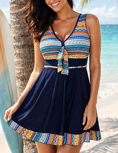 Bathing Suit One Pieces Skirted Swimsuit Printed Quick Dry Elastic Sleeveless Swimwear Swimsuit Surfing Beach Swimming Summer