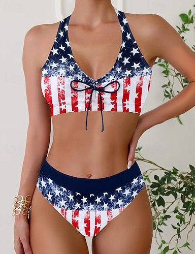 Swimwear 2 Piece Cheeky Swimsuit Backless Vacation Beach Wear Halter Neck Sleeveless Bathing Suits
